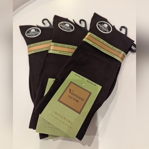NWT Vannucci Couture Brown Imperial Cotton Dress socks 3 pairs -shoe size 4-8 - Picture 5 of 11